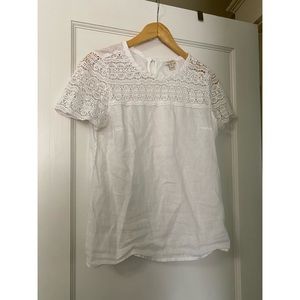 White j. Crew eyelet and linen top. Size 0.